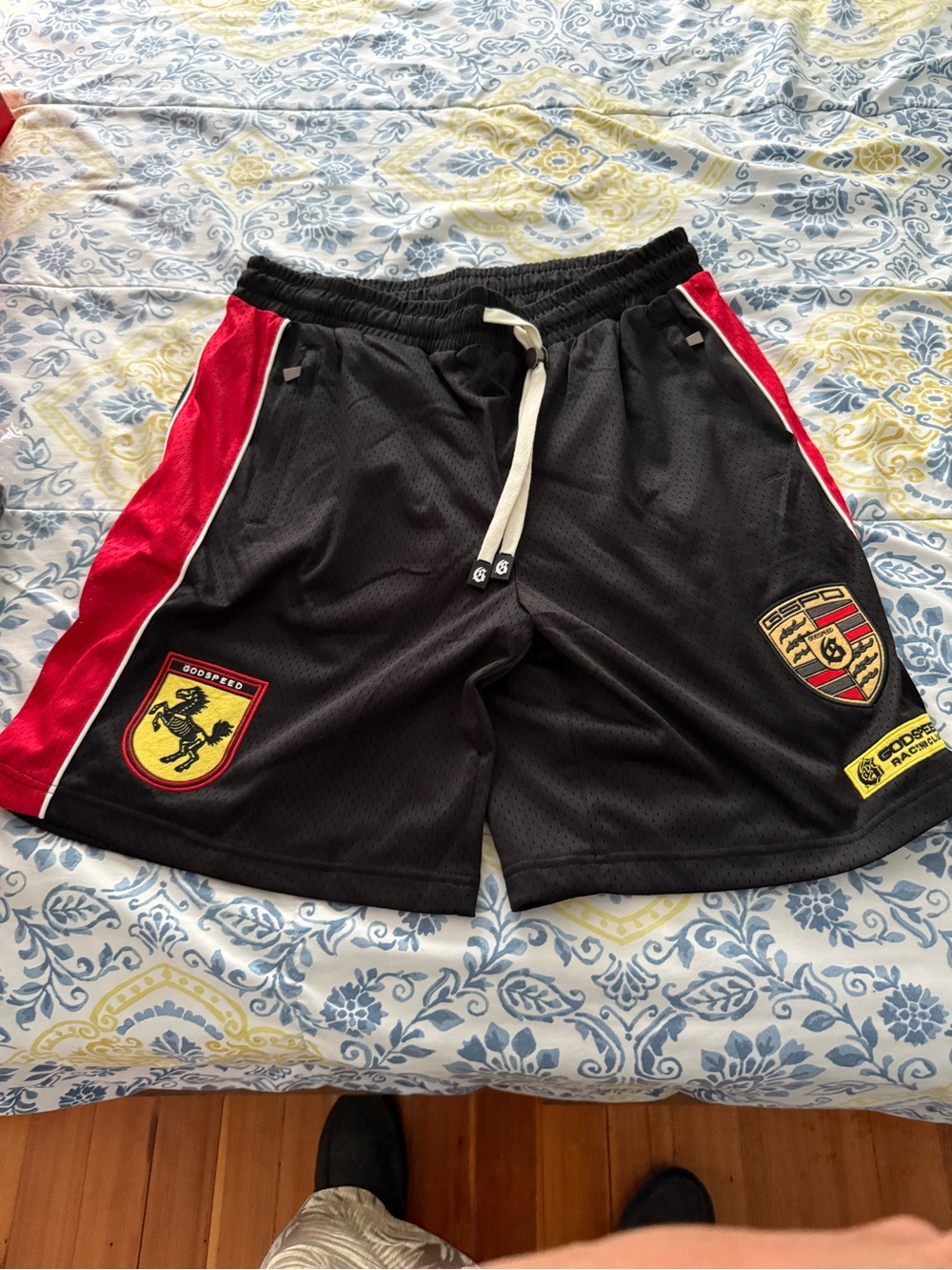 Godspeed GRC M.O Black and Red Men’s Athletic Shorts with Motorsport-Inspired